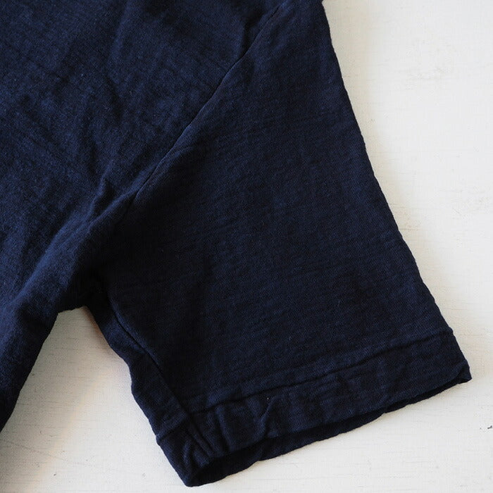 Hand-dyed plain color, loop-knit, organic cotton, short-sleeved T-shirt, "Tetsukon-iro" for women [OT-TET-LADIES]