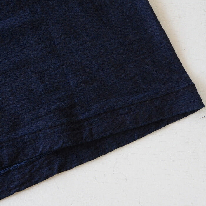 Hand-dyed plain color, loop-knit, organic cotton, short-sleeved T-shirt, "Tetsukon-iro" for women [OT-TET-LADIES]