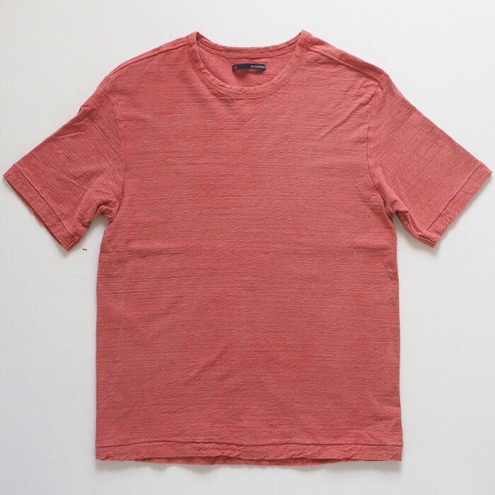 Hand-dyed plain color, hanging knit jersey, organic cotton, short sleeve T-shirt, "Tokiiro" for men [OT-TOK]
