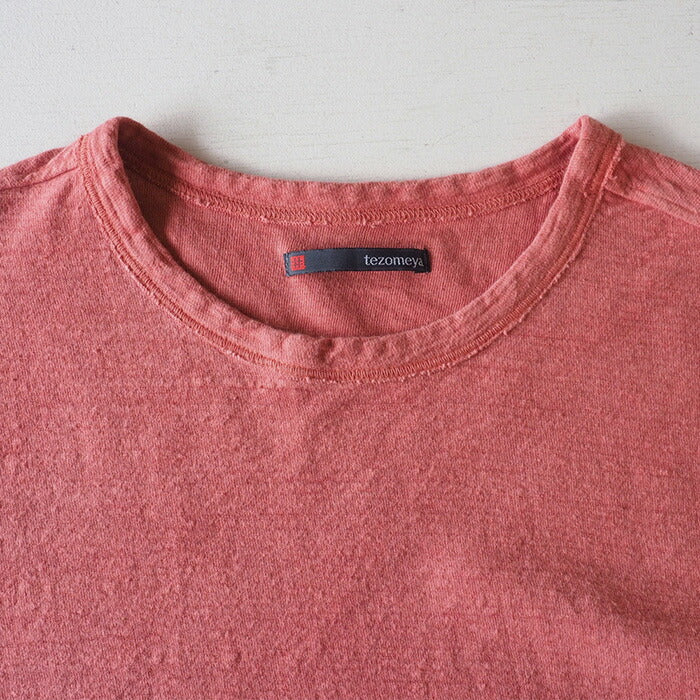 Hand-dyed plain color, hanging knit jersey, organic cotton, short sleeve T-shirt, "Tokiiro" for men [OT-TOK]