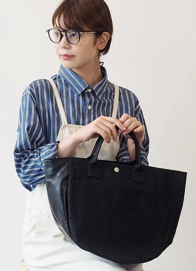 REAL STANDARD life トートバッグ Mサイズ ブラック “TK Luton HELMETBAG” 倉敷帆布 9号 × 栃木レザー [PA1436]