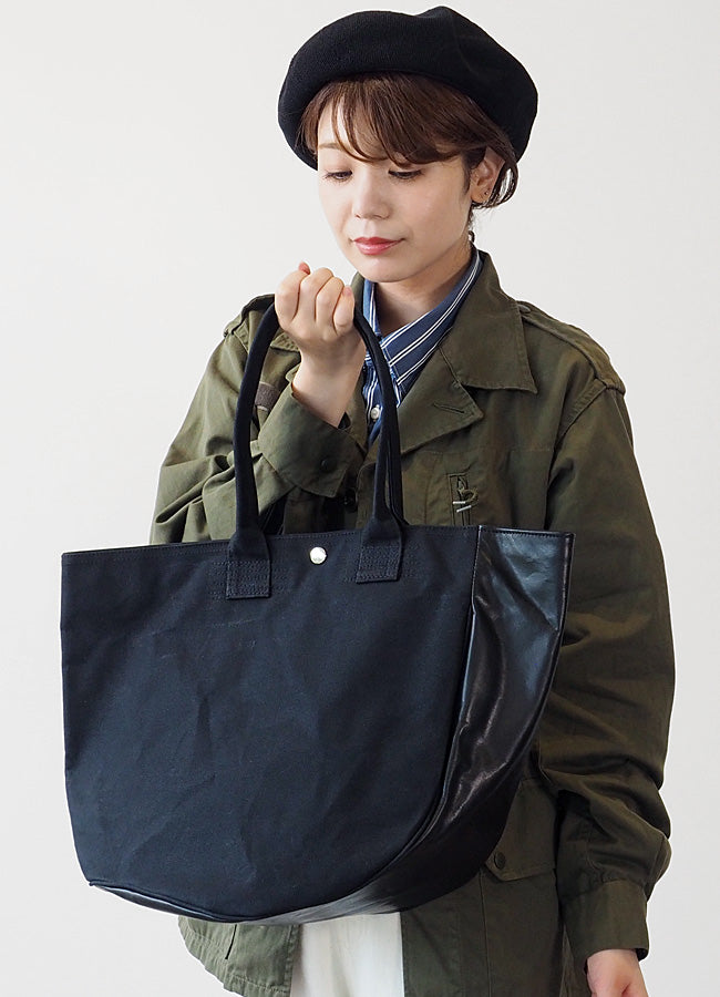 REAL STANDARD life shoulder tote bag L size black “TK Luton HELMETBAG” Kurashiki canvas No. 9 x Tochigi leather [PA1439] 