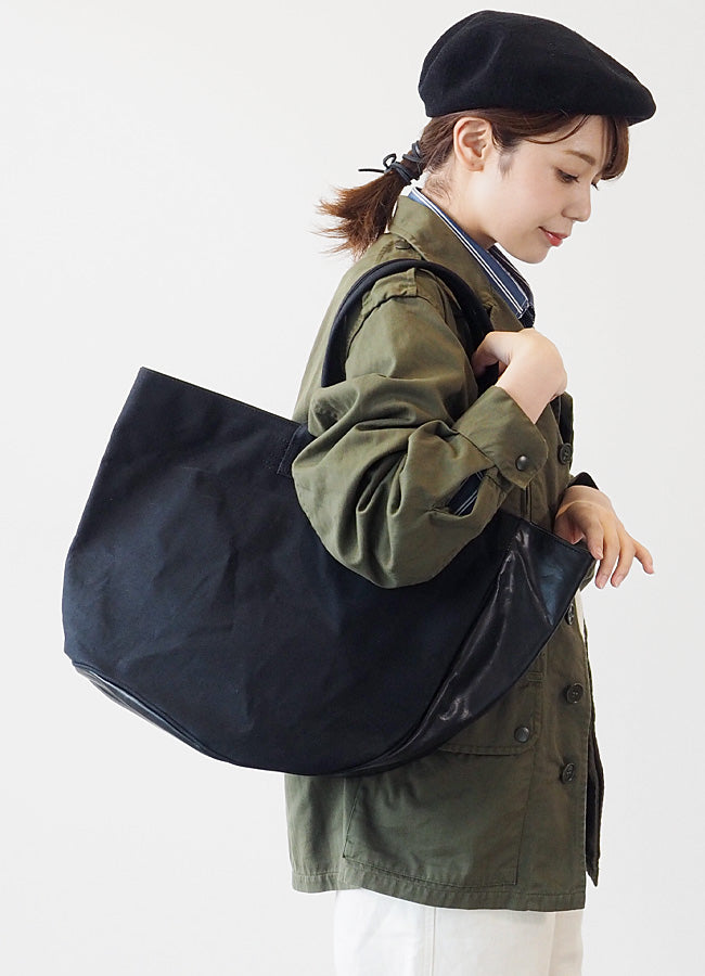 REAL STANDARD life shoulder tote bag L size black “TK Luton HELMETBAG” Kurashiki canvas No. 9 x Tochigi leather [PA1439] 