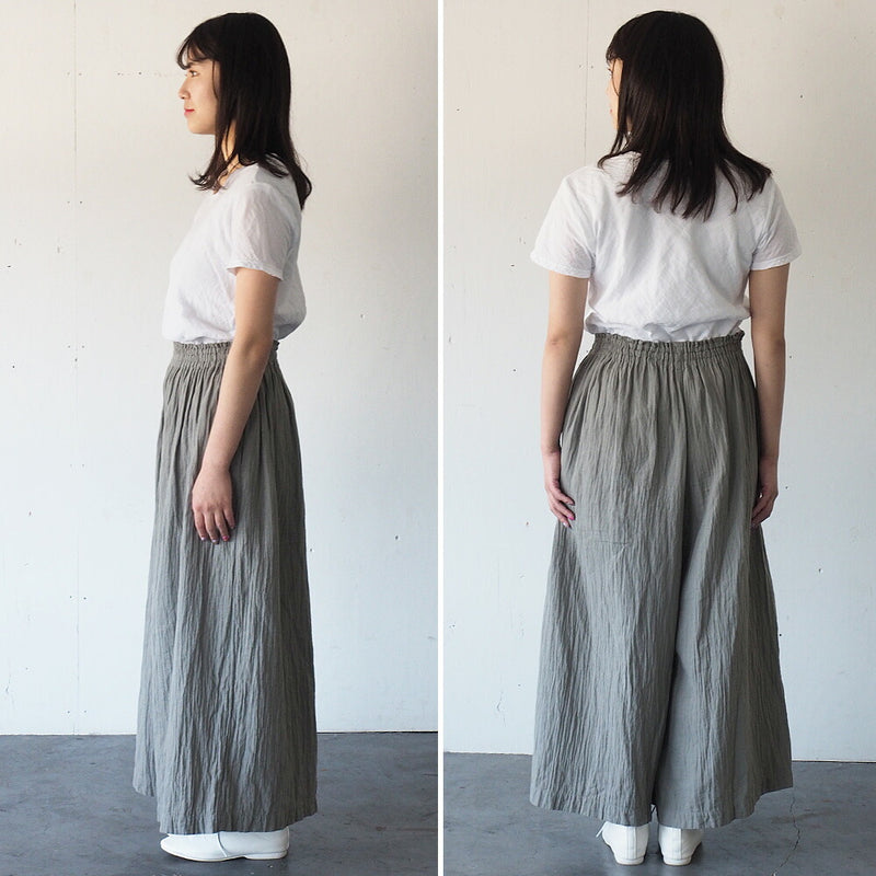 [2 colors] Gauze clothing studio garage Double gauze wide pants Ladies [PT-08]