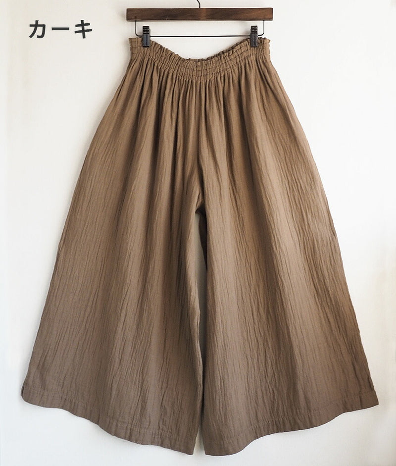 [2 colors] Gauze clothing studio garage Double gauze wide pants Ladies [PT-08]