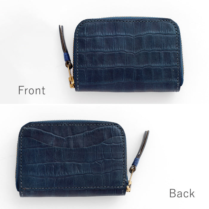 RE.ACT Yamato Aizome(Japanese natural indigo dye) Round Compact Wallet Croco [RA2021-001AI-CRO] 