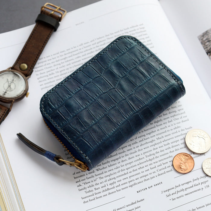 RE.ACT Yamato Aizome(Japanese natural indigo dye) Round Compact Wallet Croco [RA2021-001AI-CRO] 
