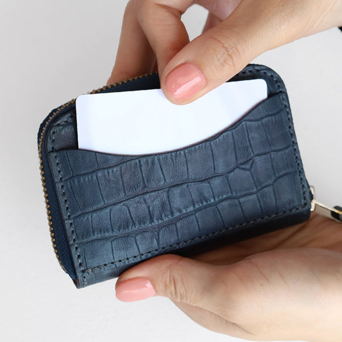 RE.ACT Yamato Aizome(Japanese natural indigo dye) Round Compact Wallet Croco [RA2021-001AI-CRO] 