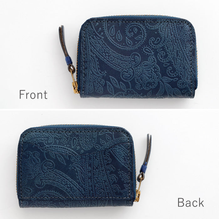 RE.ACT Yamato Aizome(Japanese natural indigo dye) Round Compact Wallet Paisley [RA2021-001AI-PAI]