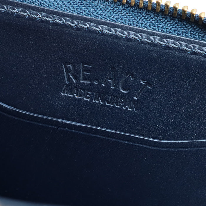 RE.ACT (リアクト) 大和藍染 L字 スリム コンパクト 財布 クロコ [RA2021-002AI-CRO]
