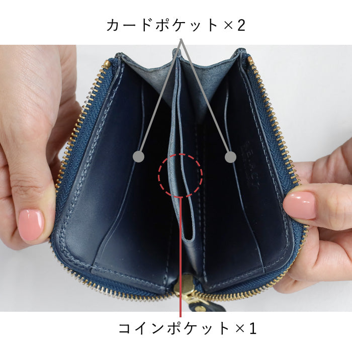 RE.ACT Yamato Aizome(Japanese natural indigo dye) L-shaped Slim Compact Wallet Croco [RA2021-002AI-CRO] 