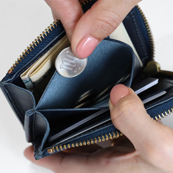 RE.ACT Yamato Aizome(Japanese natural indigo dye) L-shaped Slim Compact Wallet Croco [RA2021-002AI-CRO] 