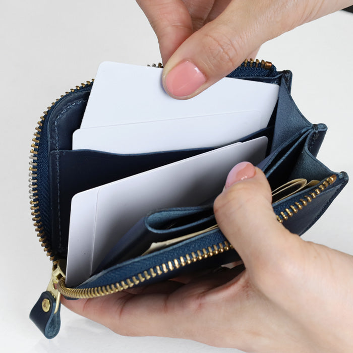 RE.ACT Yamato Aizome(Japanese natural indigo dye) L-shaped Slim Compact Wallet Croco [RA2021-002AI-CRO] 