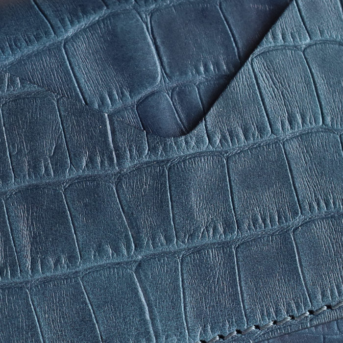 RE.ACT Yamato Aizome(Japanese natural indigo dye) Trifold compact wallet (with coin purse) Croco [RA2021-003AI-CRO] 