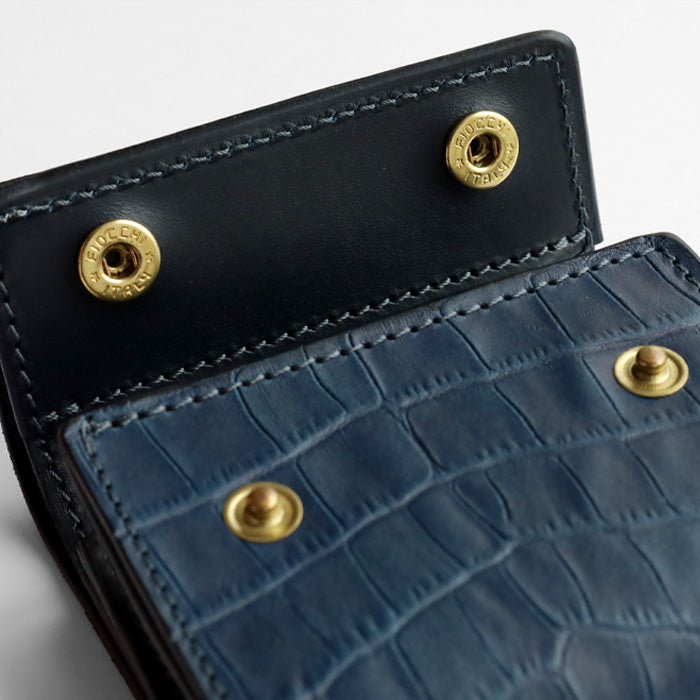 RE.ACT Yamato Aizome(Japanese natural indigo dye) Trifold compact wallet (with coin purse) Croco [RA2021-003AI-CRO] 