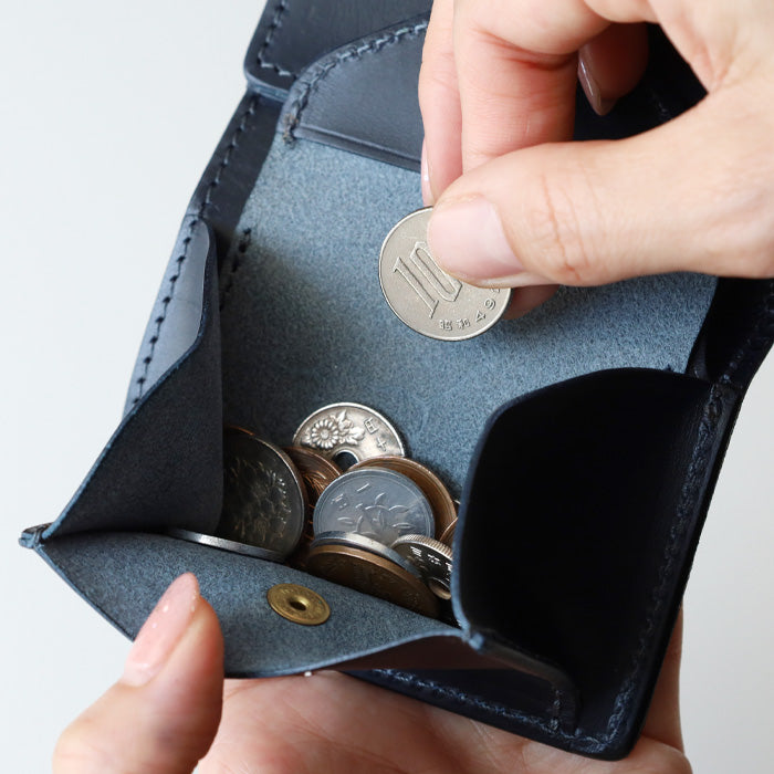 RE.ACT Yamato Aizome(Japanese natural indigo dye) Trifold compact wallet (with coin purse) Croco [RA2021-003AI-CRO] 