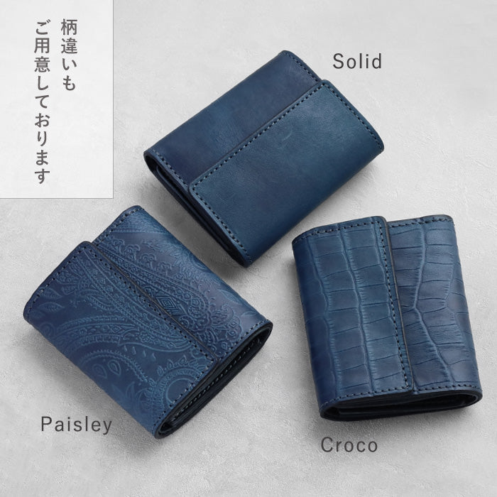 RE.ACT (リアクト) 大和藍染 三つ折りコンパクト財布 (小銭入れ付き) [RA2021-003AI-SOL]