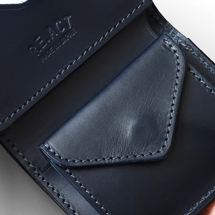 RE.ACT Yamato Aizome(Japanese natural indigo dye) Trifold compact wallet (with coin purse) Croco [RA2021-003AI-CRO] 