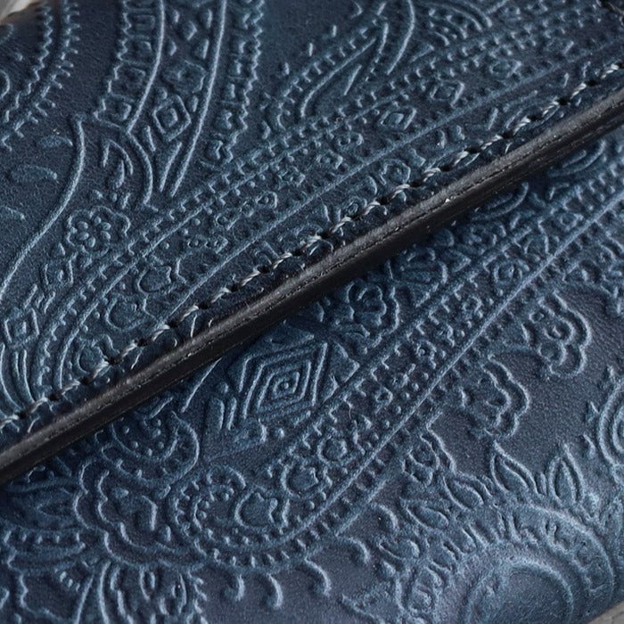 RE.ACT Yamato Aizome(Japanese natural indigo dye) Tri-fold compact wallet (with coin purse) Paisley [RA2021-003AI-PAI] 