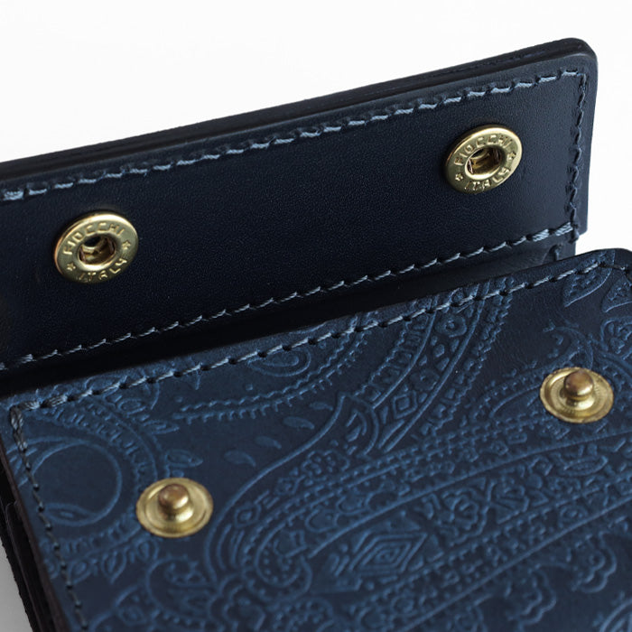 RE.ACT Yamato Aizome(Japanese natural indigo dye) Tri-fold compact wallet (with coin purse) Paisley [RA2021-003AI-PAI] 