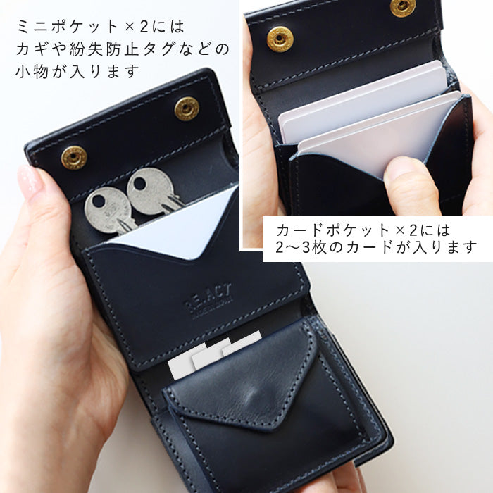 RE.ACT Yamato Aizome(Japanese natural indigo dye) Tri-fold compact wallet (with coin purse) Paisley [RA2021-003AI-PAI] 