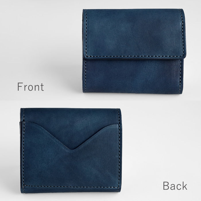 RE.ACT Yamato Aizome(Japanese natural indigo dye) Tri-fold compact wallet (with coin purse) [RA2021-003AI-SOL] 