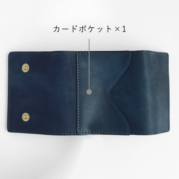 RE.ACT Yamato Aizome(Japanese natural indigo dye) Tri-fold compact wallet (with coin purse) [RA2021-003AI-SOL] 