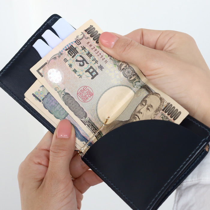 RE.ACT Yamato Aizome(Japanese natural indigo dye) Money Clip Bifold Wallet (with coin purse) Croco [RA2021-005AI-CRO] 