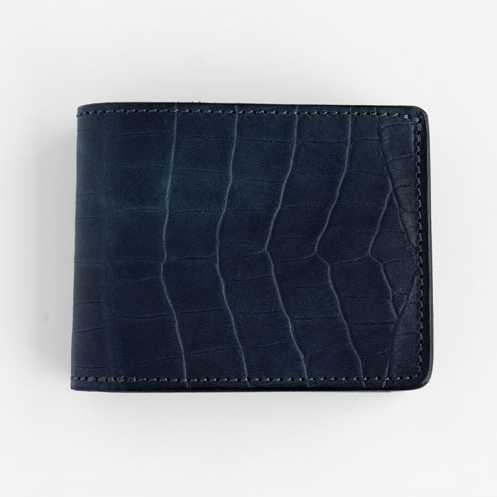 RE.ACT Yamato Aizome(Japanese natural indigo dye) Bifold compact wallet (with coin purse) Croco pattern [RA2021-006AI-CRO] 
