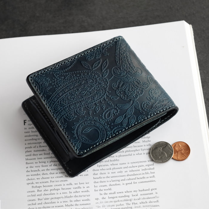 RE.ACT Yamato Aizome Bifold Wallet (with coin purse) Paisley [RA2021-006AI-PAI] 