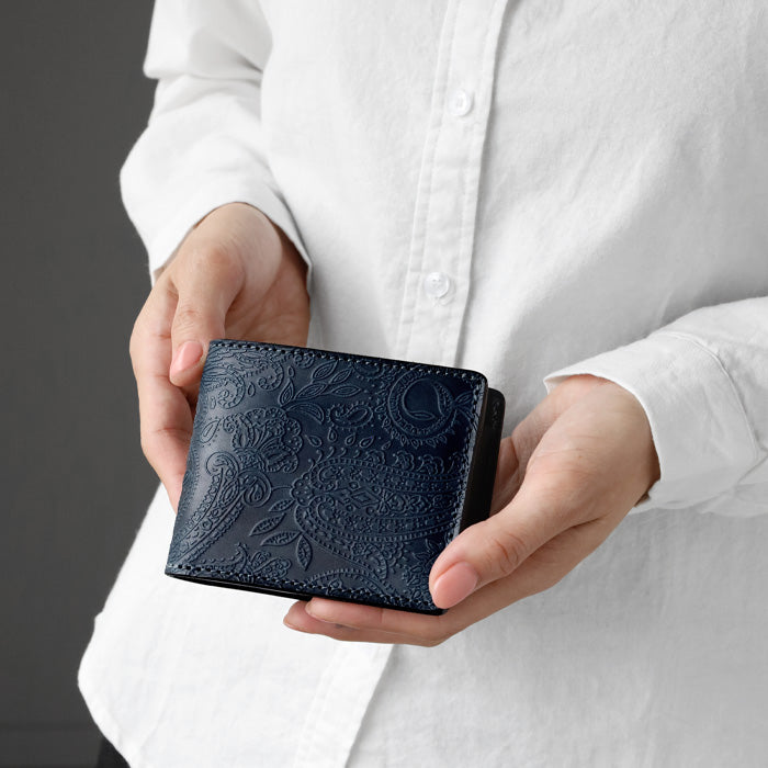 RE.ACT Yamato Aizome Bifold Wallet (with coin purse) Paisley [RA2021-006AI-PAI] 