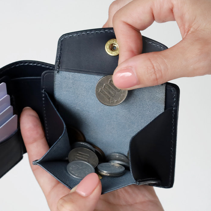 RE.ACT Yamato Aizome bi-fold wallet (with coin purse) plain [RA2021-006AI-SOL] 