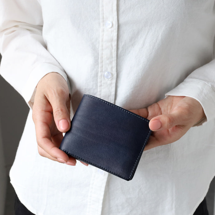 RE.ACT Yamato Aizome bi-fold wallet (with coin purse) plain [RA2021-006AI-SOL] 