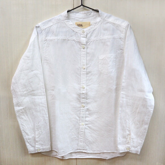 rolca on the notes French Linen Stand Collar Shirt White [RO-1370] 