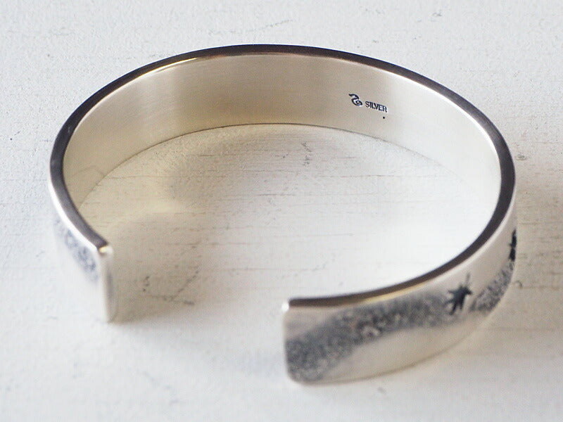 エス 和柄アクセサリー作家・三浦砂織 文鳥×紅葉 オーバーレイ シルバーバングル [S-Bbm-01]