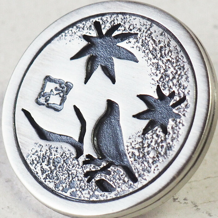 S Japanese Pattern Accessory Artist Saori Miura Java Sparrow x Momiji Overlay Silver Concho [S-CO-06] 