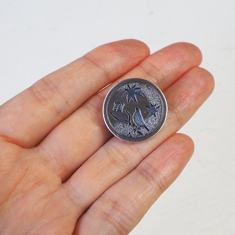 エス 和柄アクセサリー作家 三浦砂織 文鳥×紅葉 オーバーレイ シルバーコンチョ [S-CO-06]