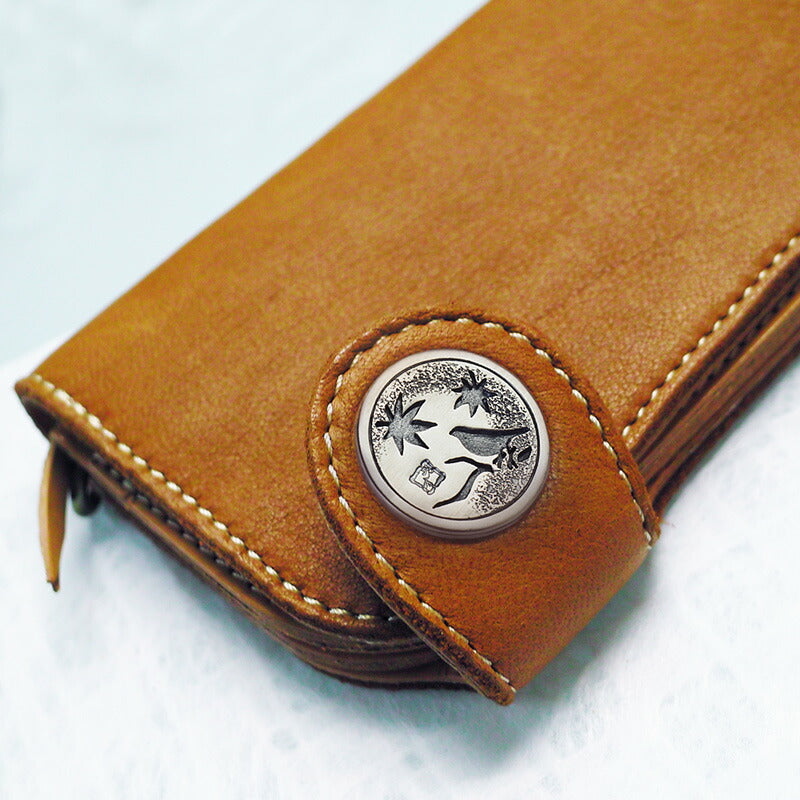 エス 和柄アクセサリー作家 三浦砂織 文鳥×紅葉 オーバーレイ シルバーコンチョ [S-CO-06]