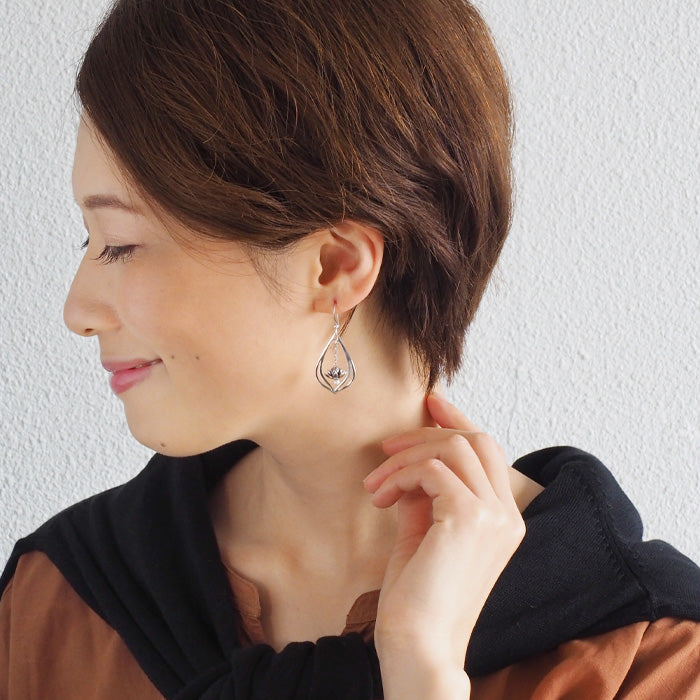 S lotus earrings silver 925 both ears set [S-PH-02] 