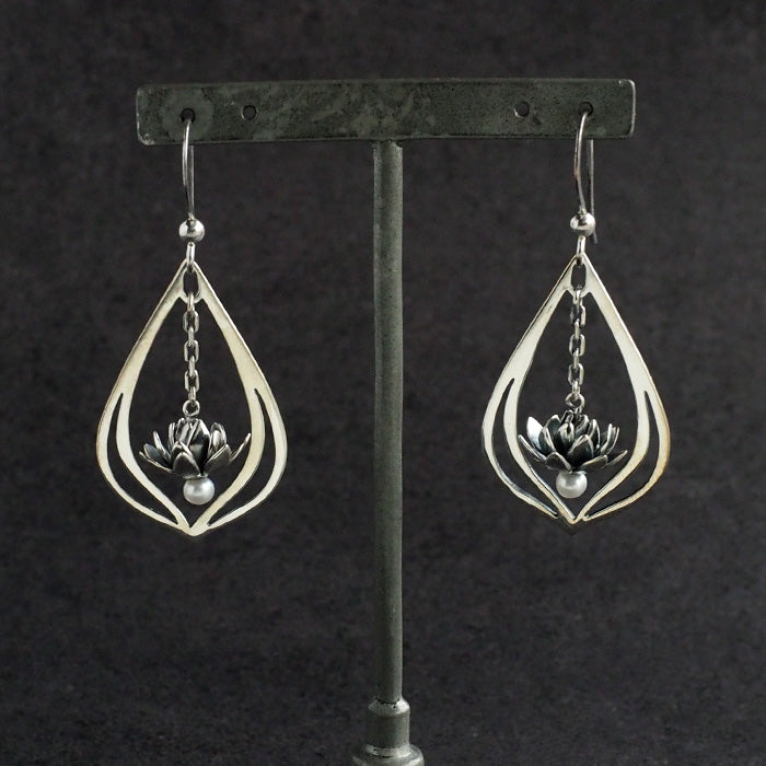 S lotus earrings silver 925 both ears set [S-PH-02] 