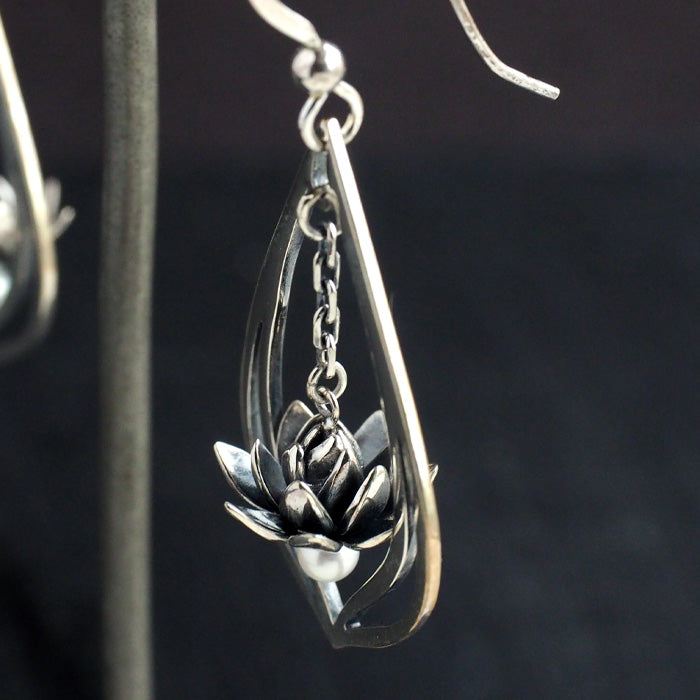 S lotus earrings silver 925 both ears set [S-PH-02] 