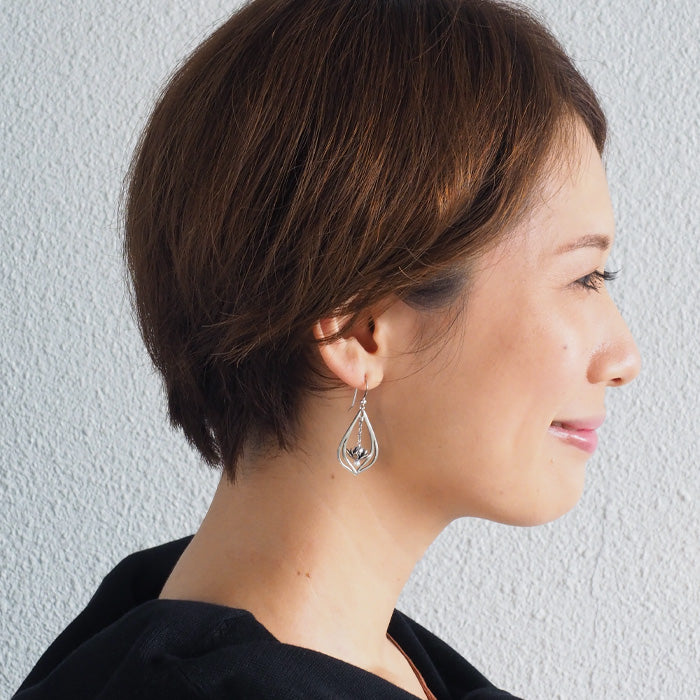 S lotus earrings silver 925 both ears set [S-PH-02] 