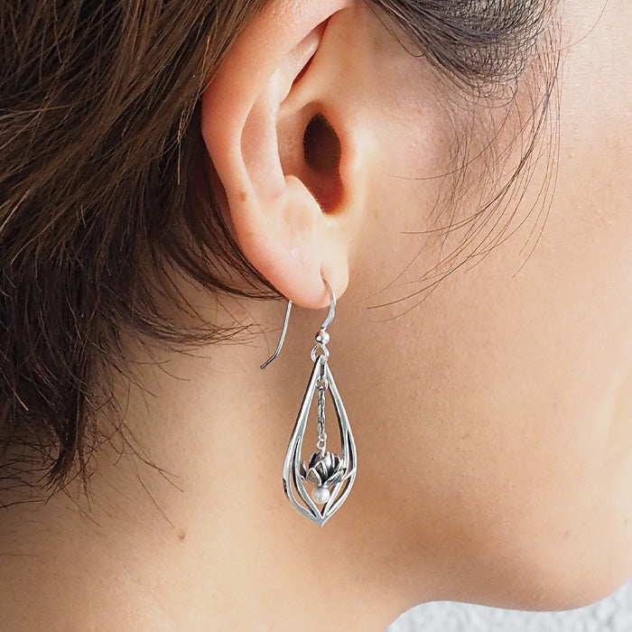 S lotus earrings silver 925 both ears set [S-PH-02] 