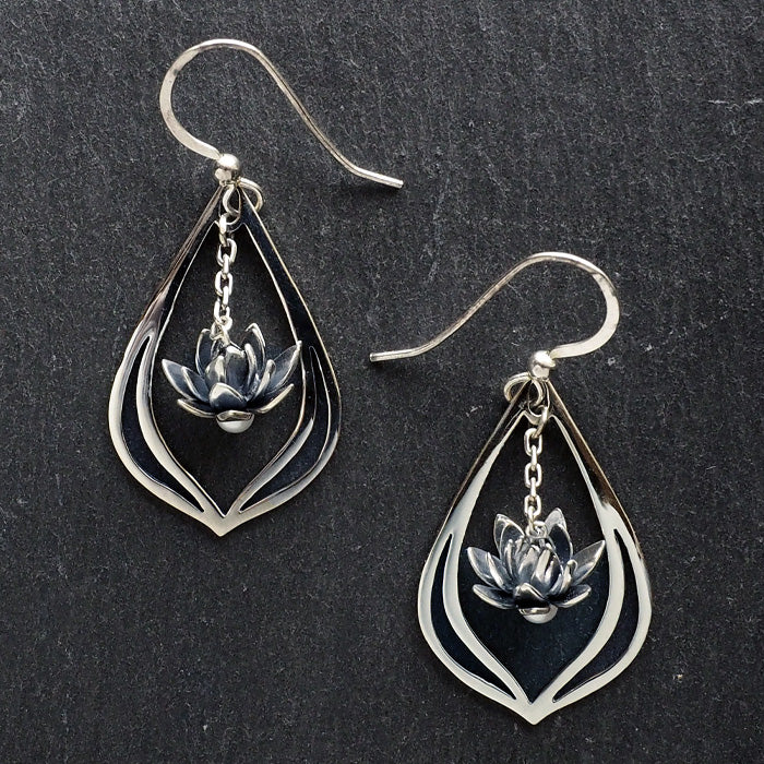 S lotus earrings silver 925 both ears set [S-PH-02] 