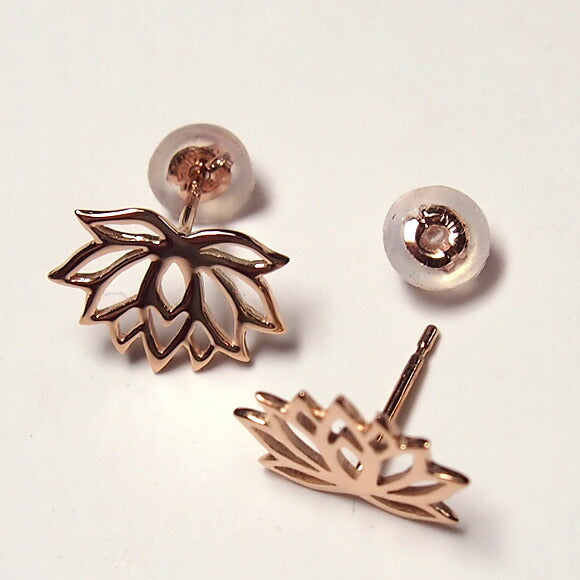 S 10k pink gold earrings lotus 2 pieces [S-Ph-10p] 