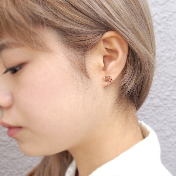 S 10k pink gold earrings lotus 2 pieces [S-Ph-10p] 