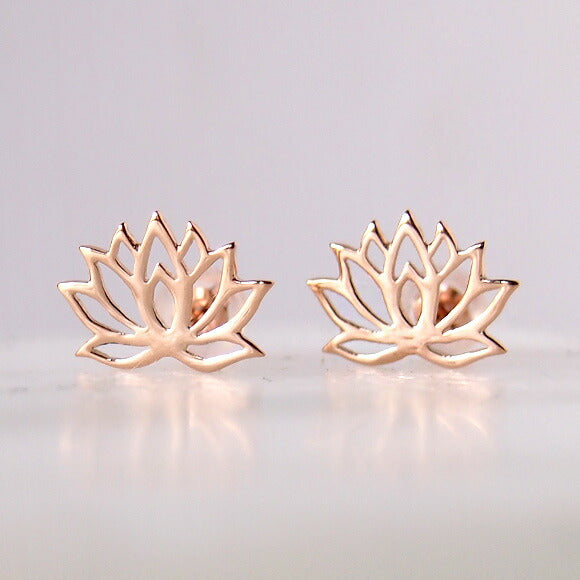 S 10k pink gold earrings lotus 2 pieces [S-Ph-10p] 
