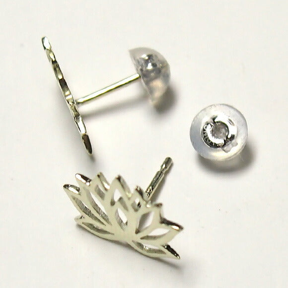 S 10K White Gold Earrings lotus 2 pieces [S-Ph-10w] 