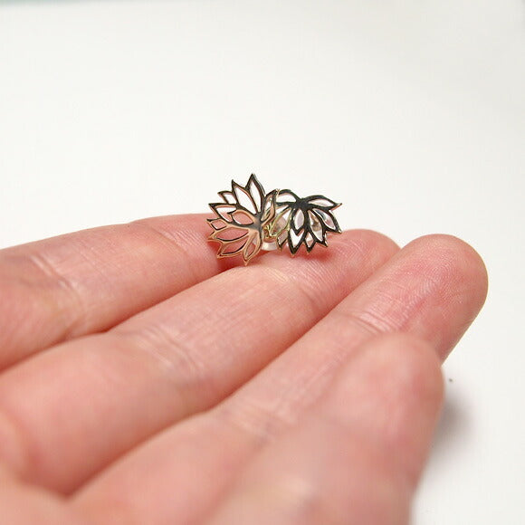 S 10K White Gold Earrings lotus 2 pieces [S-Ph-10w] 