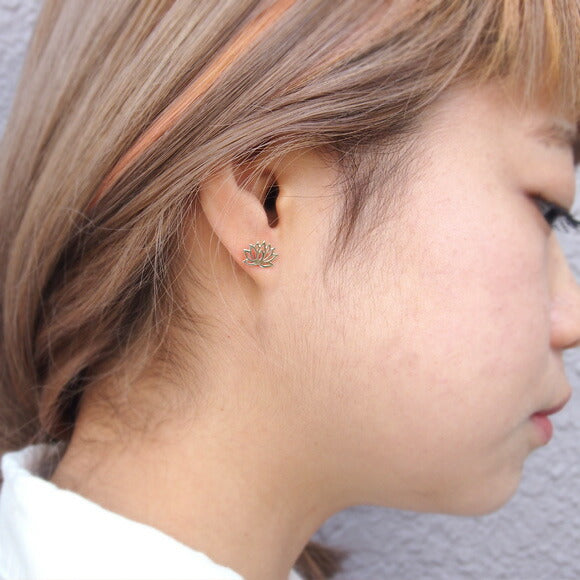 S 10K White Gold Earrings lotus 2 pieces [S-Ph-10w] 